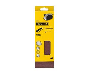 DEWALT DT3367-QZ Banda de lija 75x480, grano 100, para el lijado en seco de maderas y pinturas