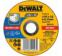 Dewalt DT43905-QZ - Disque à tronçonner plat INOX Long Life en oxyde d'aluminium à grain professionnel 125 x 1.6 x 22.23mm