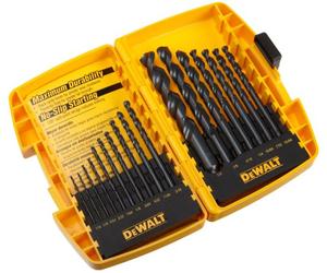 DEWALT DW1167 Assortiment de 17 forets hélicoïdaux à pointe fendue en oxyde noir