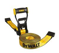 DEWALT DXBC10000F Sangle d'arrimage à cliquet de 5,1 cm x 8,2 m avec Crochet Plat - Fixation de Cargaison Robuste (résistance à la Rupture de 4,5 kg) - Noir/Jaune