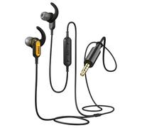 DEWALT Écouteurs filaires Robustes avec Microphone, écouteurs de Chantier filaires 3,5 mm, écouteurs 3,5 mm résistants à l'eau avec Micro, Casque connecté pour Le Travail en extérieur