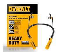DEWALT Écouteurs tour de cou sans fil Bluetooth - Écouteurs tour de cou avec 15 heures de lecture - Écouteurs sans fil à isolation phonique - Micro intégré Jobsite Pro