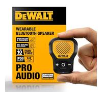 DEWALT Enceinte Bluetooth portable (version mise à jour), haut-parleur portable sans fil à clipser Jobsite Pro résistant à l'eau, microphone intégré pour musique/appels mains libres, haut-parleur