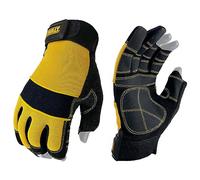 DeWalt Gants de travail DPG24L 3 doigts - 3 doigts - Perméables à l'air - Taille unique - Gants d'équipement de travail - Rembourrage en mousse - Protection et confort - 2 pièces - Noir/Jaune
