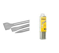 DEWALT Jeu de 3 Burins SDS-PLUS - 2 Burins Plats et 1 Burins Pointu 25 cm & Jeu de 6 Forets SDS-PLUS - DT60302-QZ - Forets Ø6mm x2, Ø8mm x2; Ø10mm x2 - Perçage Béton - Forets SDS-PLUS