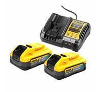 DEWALT Kit 2 Baterías compactas XR 18V POWERSTACK Li-Ion 5Ah y cargador pour pros et bricoleurs, fixation fiable, norme technique