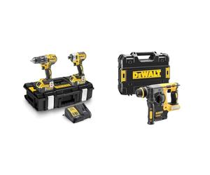 DEWALT - Kit 2 Outils avec Perceuse-Visseuse Percussion Compact DCD796 & Perforateur SDS-PLUS Brushless 2J XR 18V - DCH273NT-XJ - Marteau Perforateur sans Fil avec un Coffret TSTAK