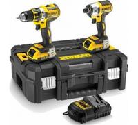 DeWALT Kit 2 outils DeWalt XR 18V 3Ah LI-ION Brushless Perceuse Visseuse Compact Percussion + Visseuse à chocs compact DCK2062L2