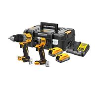 DeWalt Pack combiné sans fil 18V XR DeWalt (sans balais) comprenant une perceuse-visseuse DCD800, une visseuse à choc sans fil 1/4" DCF850, 2x batteries Powerstack (18 volts / 1,7 Ah) avec technologie de batterie de poche DCK2050E2T-QW Quantité:1