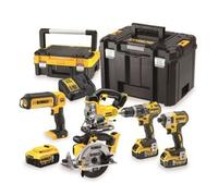 DeWALT Kit 5 outils 18 Volts Perceuse-visseuse + visseuse à chocs + scie sauteuse + scie circulaire DCS391 + Lampe Dewalt DCK551
