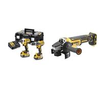 DeWalt - Kit perceuse DCD796 + visseuse à Impact DCF887 + 2 batteries 5Ah + chargeur DCB115 + mallette Tstak & Meuleuse Burshless XR 18V 5Ah Li-Ion - DCG405NT-XJ - Meuleuse Électrique sans Fil