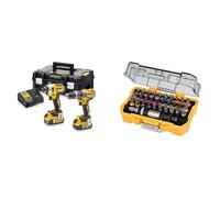 DeWalt - Kit perceuse DCD796 + visseuse à Impact DCF887 & Coffret de 32 Embouts de Vissage de 25mm Robustes et Précis - DT7969-QZ - Assortiment de 32 Embouts de Vissage