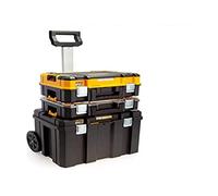 DeWalt Kit TSTAK 3 Pièces DWST83411-1 - Coffret Grande Contece, Organiseur & Boîte à Outil Mobile - IP54 - Emplacement TAG TOOL CONNECT - Plateau Porte-outils - Capacité de 50 kg Multicolore