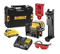 DeWalt - Laser Croix + 5 Points - XR 10,8V 2 Ah - Faisceau Rouge - Embase Magnétique - +/- 3mm par 10m - Filetage 1/4” et 5/8” - DCE0825D1R-QW