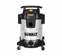DEWALT L'aspirateur Eau et poussière DXV38SC en Acier Inoxydable Dispose d'un Moteur Puissant Qui génère Une Puissance d'aspiration de 16 kPa. Idéal pour Presque Toutes Les tâches de Nettoyage, conçu
