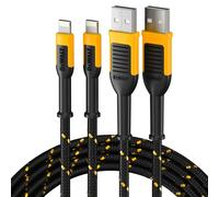 DEWALT Lot de 2 câbles de charge durables pour iPhone, certifiés Apple MFi, câble de charge de 1,2 m de long, câble Lightning vers USB, cordons de charge rapide pour iPhone 14/13/12/11/13 Pro/13 Max
