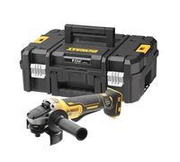 DEWALT Meuleuse 125 mm Brushless 18V XR à gâchette, DCG406NT-XJ | Meuleuse d’angle 18V XR Brushless 125 mm avec interrupteur à palette, frein électronique et embrayage.