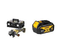 DEWALT - Meuleuse Brushless XR 18V 5Ah Li-Ion - Lame Ø125mm - Vitesse à Vide 9000tr/min - 1000W & Batterie XR 18V 4 Ah Li-Ion - Compatible Avec Tous Les Outils XR 18V Bricolage et Jardin DEWALT