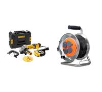 DEWALT Meuleuse d'angle électronique "Le Béton 125 mm - 1500 W - 240 V - DWE4257KT-QS & Enrouleur de chantier IP44-4 prises 16A - 3G2,5mm² - 25m - Zenitech