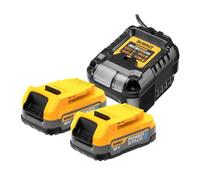 DeWalt Kit de démarrage 18 V XR – 2 batteries compactes + chargeur Powerstack DCB1102E2
