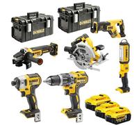 DeWalt - Pack de 6 outils 18V XR Li-Ion (3x5Ah) avec coffret Tough System - DCK623P3