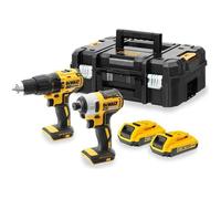 DEWALT - Pack Perceuse et Visseuse à chocs 18V XR Brushless - DCK2060D2T-QW - Livré avec 1 coffret TSTAK + 2 batteries 18V XR 2.0Ah