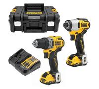 DeWalt - Pack perceuse visseuse à percussion + visseuse à chocs Brushless 12V Lithium 2x3.0Ah avec coffret T-STAK II