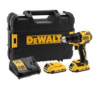 DEWALT - Perceuse-Visseuse à Percussion sans-Fil XR 18 V Brushless, Inclue 2X Batteries 2Ah, 1X Chargeur et 1X Coffret De Transport, DCD709D2T-QW