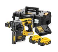DEWALT - Perforateur sans fil SDS-Plus Brushless XR 18V, 24mm avec 2 batteries 5Ah, chargeur multi-tension XR et coffret robuste TSTAK, DCH273P2T-QW