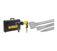 DEWALT - Perforateur SDS-PLUS 3J - D25144K-QS - Marteau Perforateur Puissant à 3 Modes avec Coffret de Transport & Jeu de 3 Burins SDS-PLUS - DT60330-QZ - 2 Burins Plats et 1 Burins Pointu - 25 cm