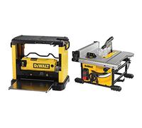 DEWALT Rabot de Chantier 1800W 317mm DW733-QS & Scie à Table Compacte 210 mm - DWE7485-QS - Scie sur Table Filaire 1850 W - Idéale pour Coupe de Pièces de Grandes Tailles - Largeur de Coupe 622 mm