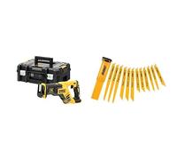 DEWALT - Scie Sabre Compact Brushless XR 18V Li-Ion - DCS367NT-XJ - Scie Électrique sans Fil & DT2445-QZ Lame pour Scies Sabre, Argent, Set de 12 Pièces