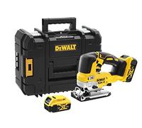 DEWALT - Scie Sauteuse à Poignée Supérieure Brushless XR 18V 5 Ah - DCS334P2-QW - Scie sans Fil avec Coffret TSTAK, 2 Batteries et Chargeur - Courses à Vide 3200tr/min - Coupe Bois 135mm / Acier 10mm