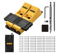 DEWALT Trou de poche professionnel tout-en-un avec technologie FlexBar - Kit de gabarit simple, double et large avec guide de perçage, foret de poche, vis de poche et sac de rangement. Gabarit complet