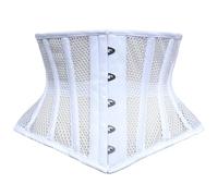 DEWAN'S CORSET & LINGERIE Guêpière à baleines en acier pour femme, mini corset pour sangler la taille en maille, blanc, XXL