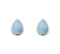 DewBoucles d'Oreilles 925/1000 Argent Poire Nacre Bleu Femme