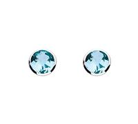 DewBoucles d'Oreilles 925/1000 Argent Ronde Topaze Bleu Femme