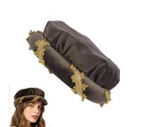 dewdat Chapeau de la Renaissance | Vintage Bordure Dorée Rembourré - Bonnet de la Renaissance à Bord Roulé | Pour Hommes Femmes Bals Masqués Halloween Soirées Fêtes Vacances Spectacles Sur