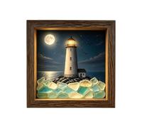 dewdat Coastal Lighthouses Sea Glass Shadow Box Night Lights