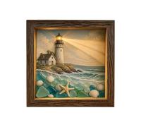 dewdat Coastal Lighthouses Sea Glass Shadow Box Night Lights