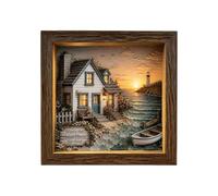 dewdat Coastal Lighthouses Sea Glass Shadow Box Night Lights