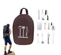 dewdat Ensemble D'ustensiles De Cuisine pour Camping,Set Pelle Cuisine Extérieur - Équipement Portable pour Randonnée Trekking Barbecue Pique-Nique