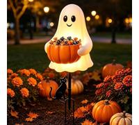 dewdat Halloween Candy Bowl Garden Stake - Glowing Ghost Candy Bowl 19.7in