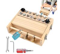 dewdat Screwdriver Board | Wood Parent-Child Interactive Game | Educational Toy with Key and Lock for 3-5 Years Kids Boys Girls Preschool Birthday Travel Airplane Road Trip Home