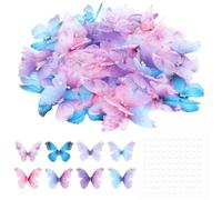 Dewdropdale 80 Pièces Papillon Decoration, Papillons en Tissu de Polyester, Papillon Decoration Murale 3D avec 100 Pastilles Adhésives pour Vêtements,Scrapbooking, Murs, Fenêtres
