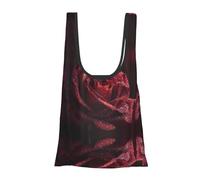 Dewdrops On Red Rose Print Sac d'épicerie pliable réutilisable Sac de courses léger pour les courses, les voyages, la plage, respectueux de l'environnement Compact Adventure Tote