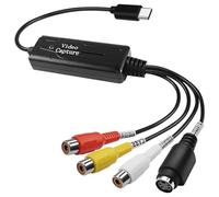 Dewedrt Convertisseur RCA AV vers USB C Adaptateur de carte de capture vidéo 1 canal AV NTSC PAL Video S Video / Convertisseur composite vers USB