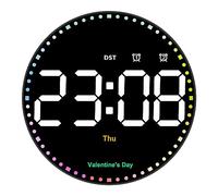 Dewedrt Horloge murale numérique avec lumière colorée, horloge numérique LED de 10 pouces avec télécommande, réveil pour salon, bureau, salle de sport