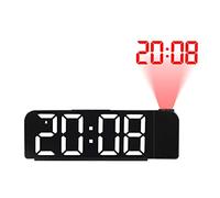 Dewedrt Rotation à 180° Projection Réveil 12/24H LED Horloge numérique Charge USB Projecteur de plafond Réveil (Blanc)