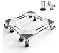 DEWEL 4 pieds + 4 roues Socle pour machine à laver pour réfrigérateur - Socle réglable pour sèche-linge, capacité de charge 500 kg, largeur réglable de 47-67 cm, hauteur 13,5 cm